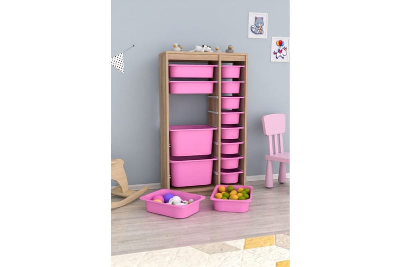 Monikäyttöinen kaappi Montana (69 x 112,2 x 29,6 cm) Sonomo / Vaaleanpunainen - Sonomo / Vaaleanpunainen - Säilytys - Piensäilytys - Säilytyslaatikko