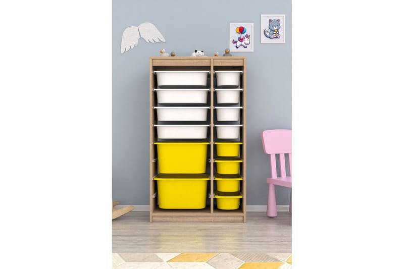 Monikäyttöinen kaappi Montana (69 x 112,2 x 29,6 cm) Sonomo Valkoinen / Keltainen - Sonomo Valkoinen / Keltainen - Säilytys - Piensäilytys - Säilytyslaatikko