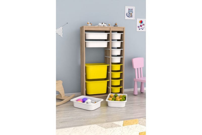 Monikäyttöinen kaappi Montana (69 x 112,2 x 29,6 cm) Sonomo Valkoinen / Keltainen - Sonomo Valkoinen / Keltainen - Säilytys - Piensäilytys - Säilytyslaatikko