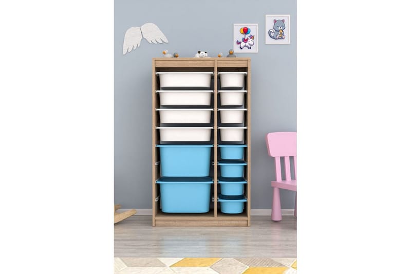 Monikäyttöinen kaappi Montana (69 x 112,2 x 29,6 cm) Sonomo Valkoinen / Sininen - Sonomo Valkoinen / Sininen - Säilytys - Piensäilytys - Säilytyslaatikko