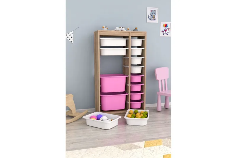 Monikäyttöinen kaappi Montana (69 x 112,2 x 29,6 cm) Sonomo Valkoinen / Vaaleanpunainen - Sonomo Valkoinen / Vaaleanpunainen - Säilytys - Piensäilytys - Säilytyslaatikko