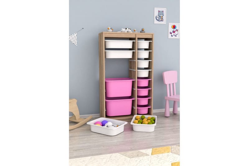 Monikäyttöinen kaappi Montana (69 x 112,2 x 29,6 cm) Sonomo Valkoinen / Vaaleanpunainen - Sonomo Valkoinen / Vaaleanpunainen - Säilytys - Piensäilytys - Säilytyslaatikko