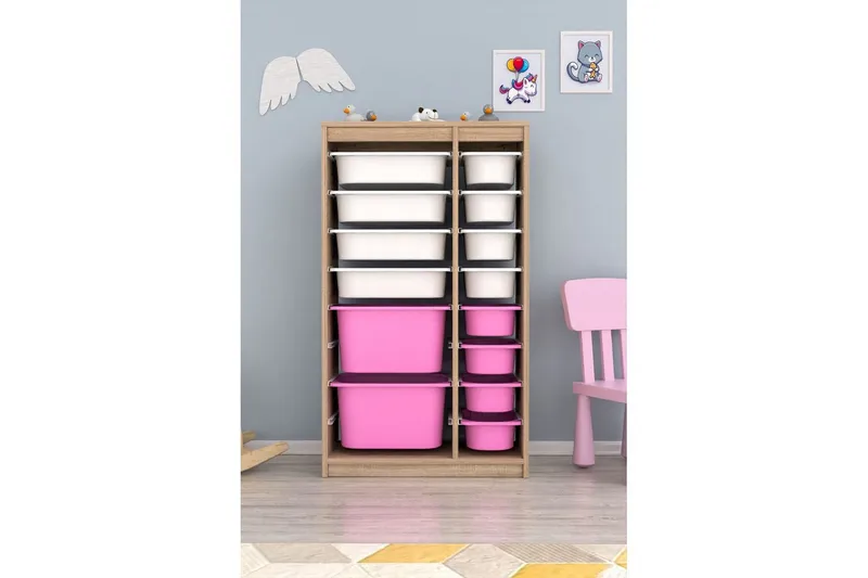 Monikäyttöinen kaappi Montana (69 x 112,2 x 29,6 cm) Sonomo Valkoinen / Vaaleanpunainen - Sonomo Valkoinen / Vaaleanpunainen - Säilytys - Piensäilytys - Säilytyslaatikko