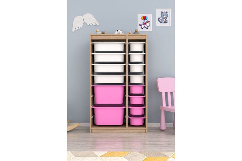 Monikäyttöinen kaappi Montana (69 x 112,2 x 29,6 cm) Sonomo Valkoinen / Vaaleanpunainen - Sonomo Valkoinen / Vaaleanpunainen - Säilytys - Piensäilytys - Säilytyslaatikko