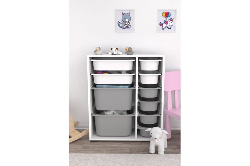 Monikäyttöinen kaappi Sosan K6B Valkoinen / Harmaa - Valkoinen / Harmaa - Säilytys - Piensäilytys - Säilytyslaatikko