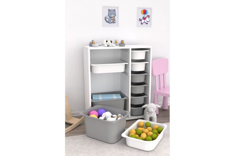 Monikäyttöinen kaappi Sosan K6B Valkoinen / Harmaa - Valkoinen / Harmaa - Säilytys - Piensäilytys - Säilytyslaatikko