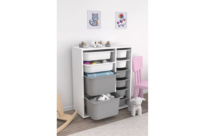 Monikäyttöinen kaappi Sosan K6B Valkoinen / Harmaa - Valkoinen / Harmaa - Säilytys - Piensäilytys - Säilytyslaatikko