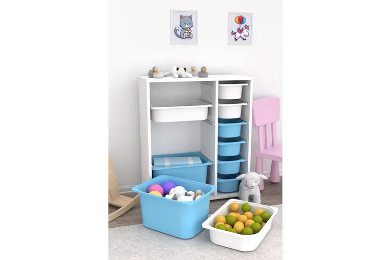 Monikäyttöinen kaappi Sosan K6B Valkoinen / Sininen - Valkoinen / Sininen - Säilytys - Piensäilytys - Säilytyslaatikko