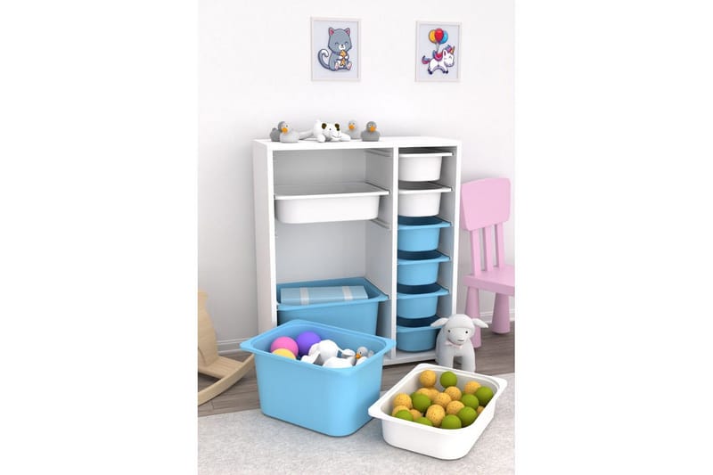 Monikäyttöinen kaappi Sosan K6B Valkoinen / Sininen - Valkoinen / Sininen - Säilytys - Piensäilytys - Säilytyslaatikko