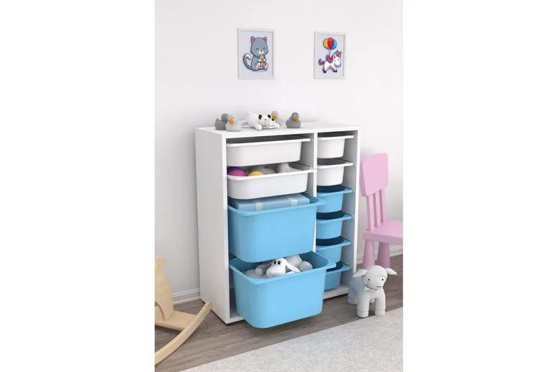 Monikäyttöinen kaappi Sosan K6B Valkoinen / Sininen - Valkoinen / Sininen - Säilytys - Piensäilytys - Säilytyslaatikko