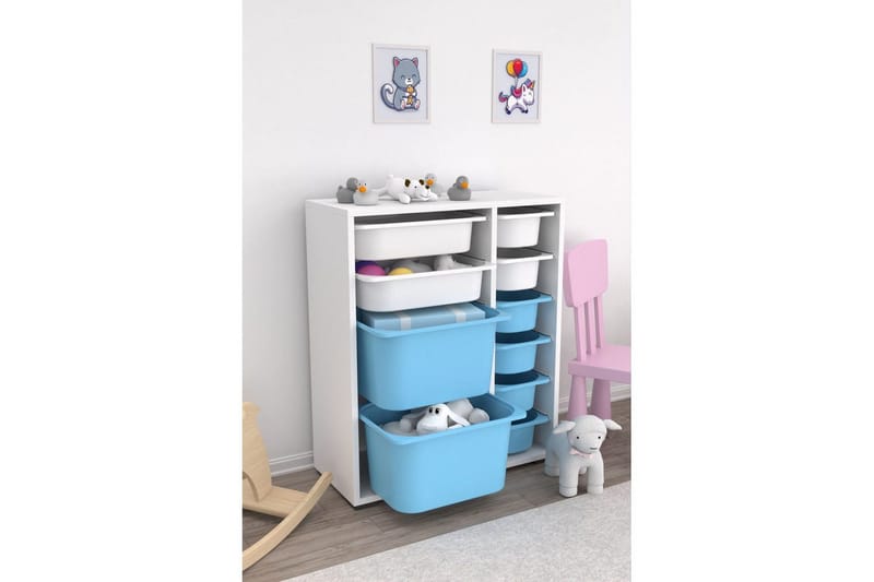 Monikäyttöinen kaappi Sosan K6B Valkoinen / Sininen - Valkoinen / Sininen - Säilytys - Piensäilytys - Säilytyslaatikko