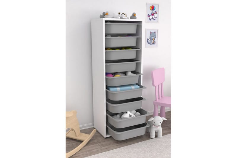 Monikäyttöinen kaappi Stribor Valkoinen / Harmaa - Valkoinen / Harmaa - Säilytys - Piensäilytys - Säilytyslaatikko