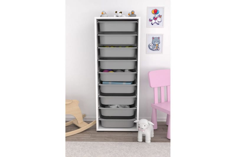 Monikäyttöinen kaappi Stribor Valkoinen / Harmaa - Valkoinen / Harmaa - Säilytys - Piensäilytys - Säilytyslaatikko