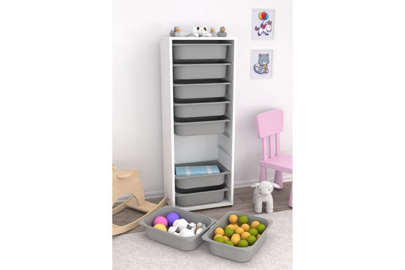 Monikäyttöinen kaappi Stribor Valkoinen / Harmaa - Valkoinen / Harmaa - Säilytys - Piensäilytys - Säilytyslaatikko