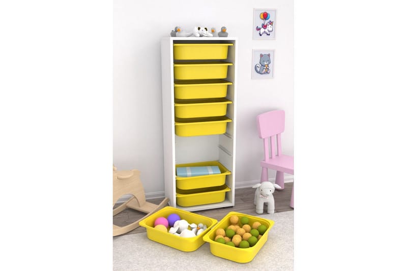 Monikäyttöinen kaappi Stribor Valkoinen / Keltainen - Valkoinen / Keltainen - Säilytys - Piensäilytys - Säilytyslaatikko