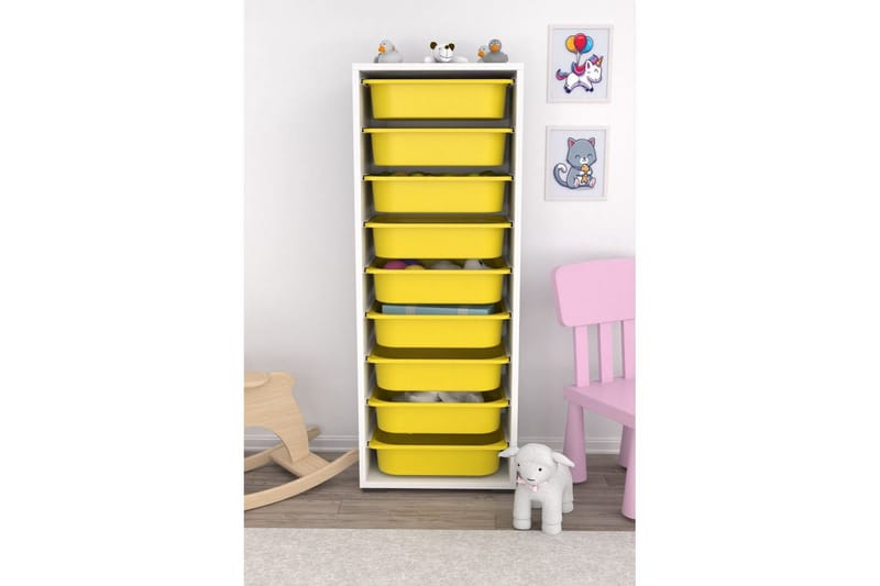 Monikäyttöinen kaappi Stribor Valkoinen / Keltainen - Valkoinen / Keltainen - Säilytys - Piensäilytys - Säilytyslaatikko