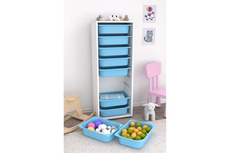 Monikäyttöinen kaappi Stribor Valkoinen / Sininen - Valkoinen / Sininen - Säilytys - Piensäilytys - Säilytyslaatikko