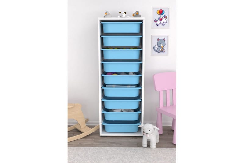 Monikäyttöinen kaappi Stribor Valkoinen / Sininen - Valkoinen / Sininen - Säilytys - Piensäilytys - Säilytyslaatikko