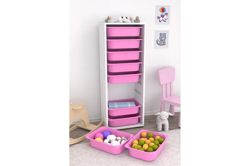 Monikäyttöinen kaappi Stribor Valkoinen / Vaaleanpunainen - Valkoinen / Vaaleanpunainen - Säilytys - Piensäilytys - Säilytyslaatikko