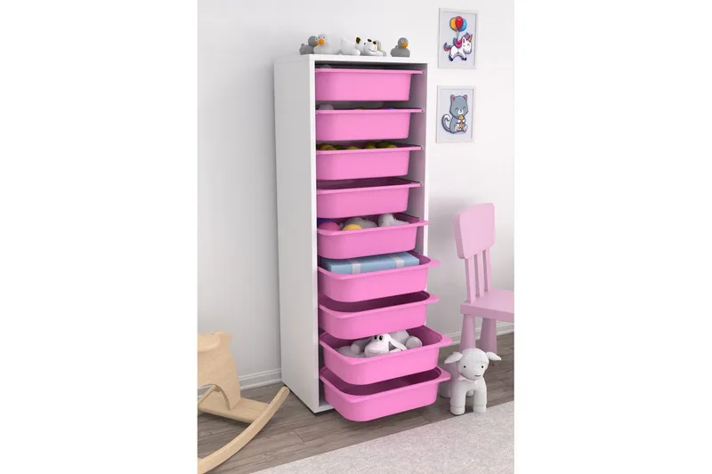 Monikäyttöinen kaappi Stribor Valkoinen / Vaaleanpunainen - Valkoinen / Vaaleanpunainen - Säilytys - Piensäilytys - Säilytyslaatikko