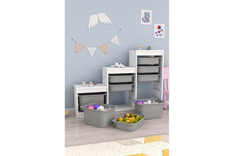 Monikäyttöinen kaappi Swiss Valkoinen / Harmaa - Valkoinen / Harmaa - Säilytys - Piensäilytys - Säilytyslaatikko