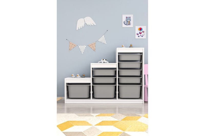 Monikäyttöinen kaappi Swiss Valkoinen / Harmaa - Valkoinen / Harmaa - Säilytys - Piensäilytys - Säilytyslaatikko