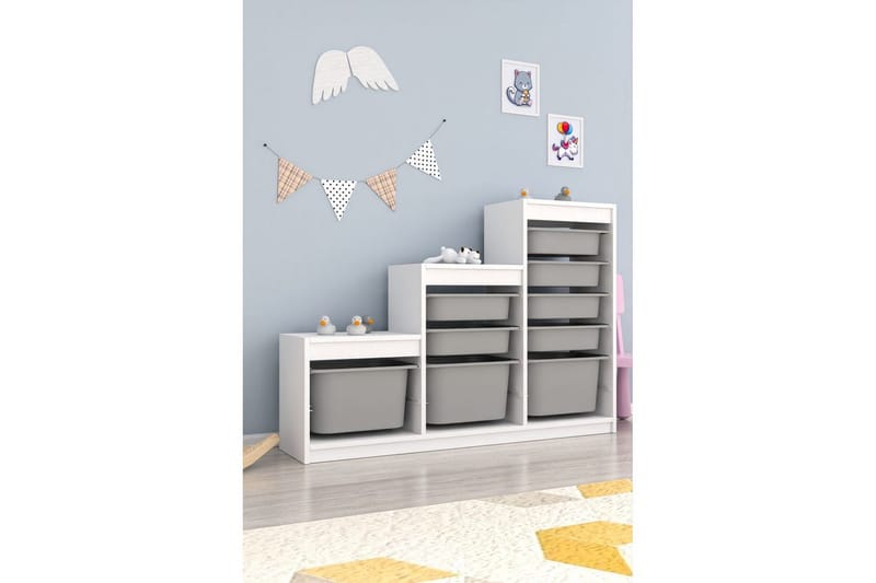 Monikäyttöinen kaappi Swiss Valkoinen / Harmaa - Valkoinen / Harmaa - Säilytys - Piensäilytys - Säilytyslaatikko