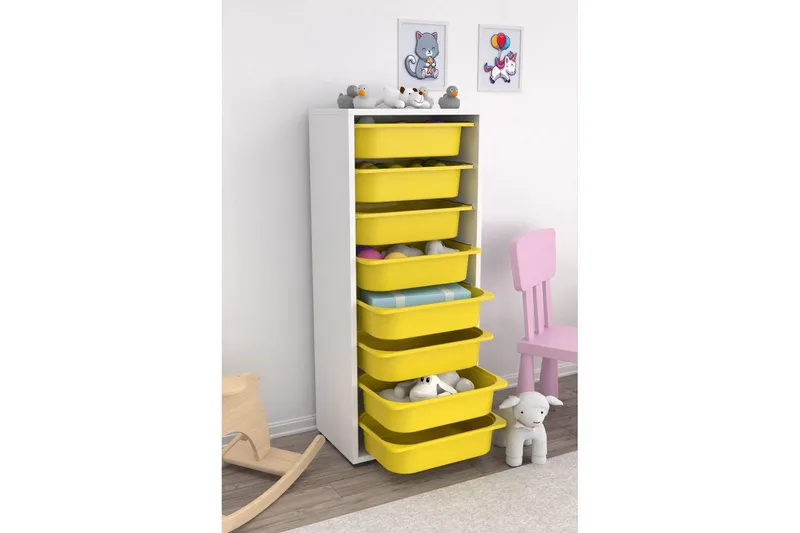 Monikäyttöinen kaappi Versa Valkoinen / Keltainen - Valkoinen / Keltainen - Säilytys - Piensäilytys - Säilytyslaatikko