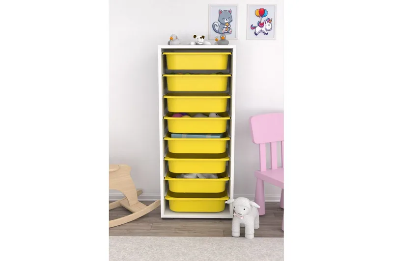 Monikäyttöinen kaappi Versa Valkoinen / Keltainen - Valkoinen / Keltainen - Säilytys - Piensäilytys - Säilytyslaatikko