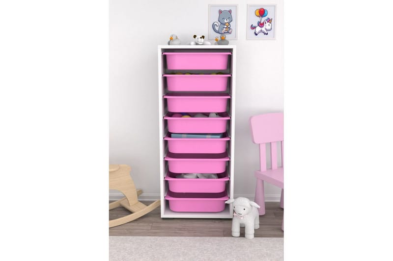 Monikäyttöinen kaappi Versa Valkoinen / Vaaleanpunainen - Valkoinen / Vaaleanpunainen - Säilytys - Piensäilytys - Säilytyslaatikko