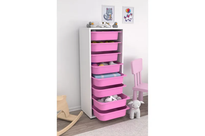 Monikäyttöinen kaappi Versa Valkoinen / Vaaleanpunainen - Valkoinen / Vaaleanpunainen - Säilytys - Piensäilytys - Säilytyslaatikko