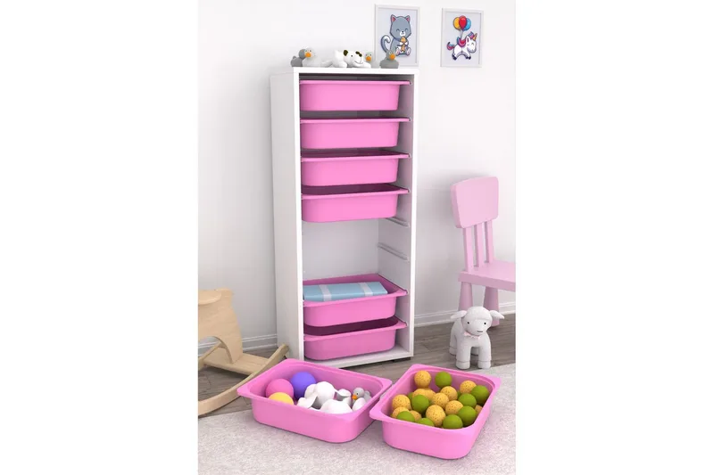 Monikäyttöinen kaappi Versa Valkoinen / Vaaleanpunainen - Valkoinen / Vaaleanpunainen - Säilytys - Piensäilytys - Säilytyslaatikko