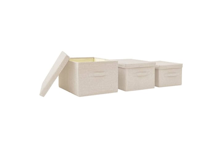 Pinottava 3-osainen säilytyslaatikkosarja kangas kerma - Kerma - Säilytyslaatikko - Laatikko