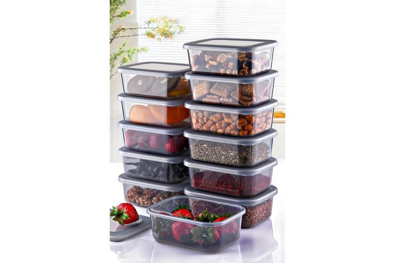 Säilytyslaatikko (12 kappaletta) Ornel antrasiitti - Antrasiitti - Säilytys - Piensäilytys - Säilytyslaatikko