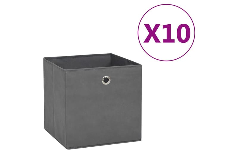 Säilytyslaatikot 10 kpl kuitukangas 28x28x28 cm harmaa - Harmaa - Säilytys - Piensäilytys - Säilytyslaatikko