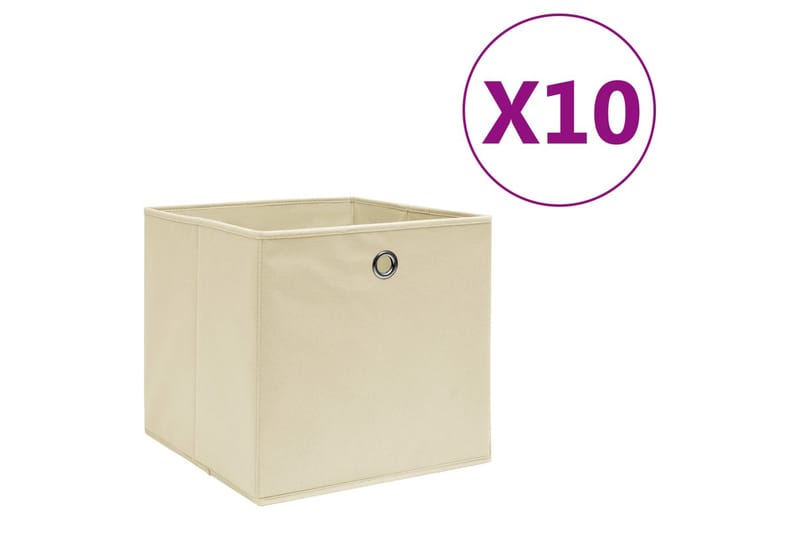 Säilytyslaatikot 10 kpl kuitukangas 28x28x28 cm kerma - Kerma - Säilytys - Piensäilytys - Säilytyslaatikko