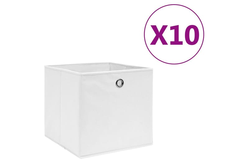 Säilytyslaatikot 10 kpl kuitukangas 28x28x28 cm valkoinen - Valkoinen - Säilytys - Piensäilytys - Säilytyslaatikko