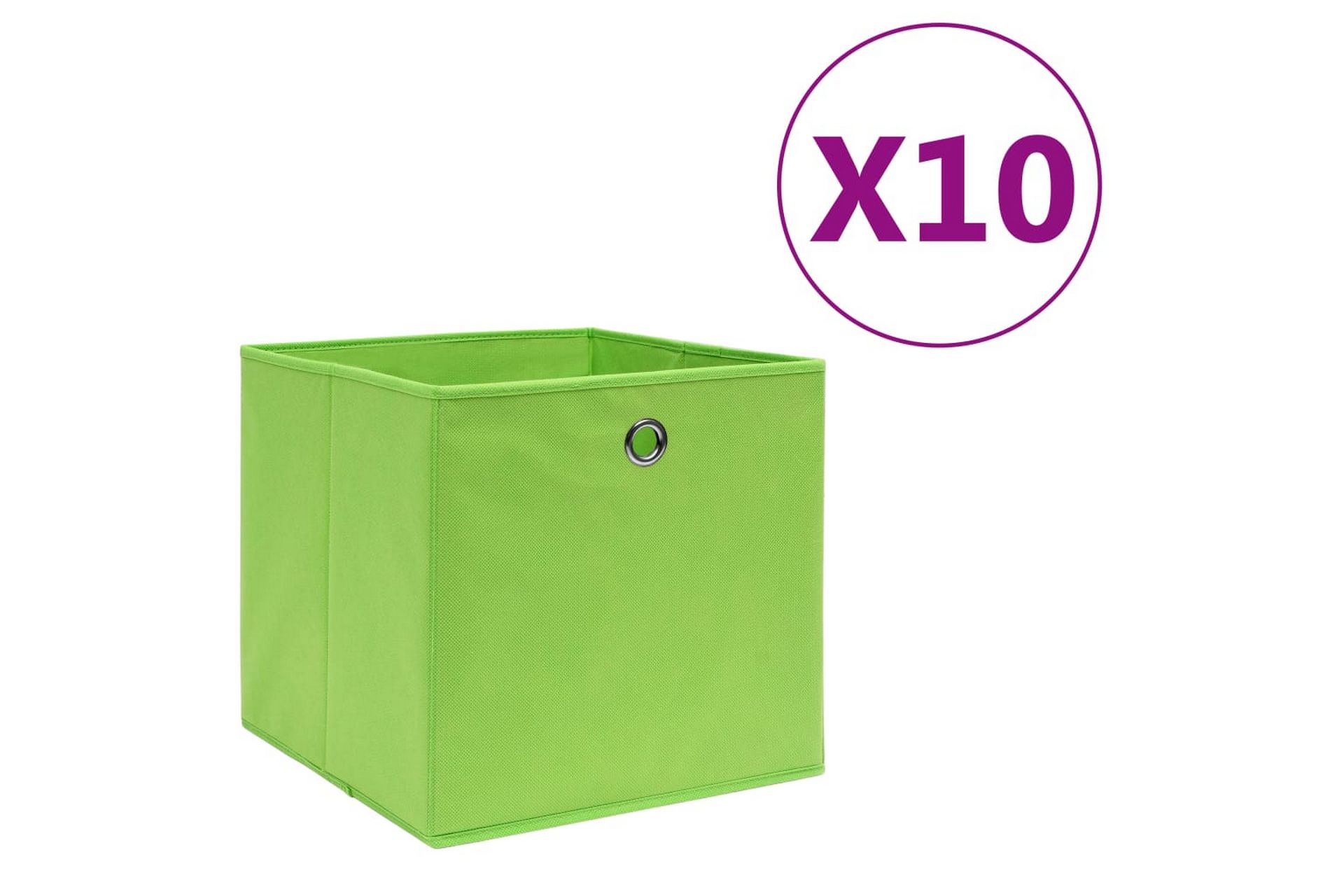 Säilytyslaatikot 10 kpl kuitukangas 28x28x28 cm vihreä - Vihreä - Säilytys - Piensäilytys - Säilytyslaatikko