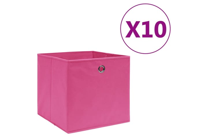 Säilytyslaatikot 10 kpl kuitukangas 28x28x28 cm pinkki - Pinkki - Säilytyslaatikko - Laatikko