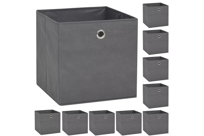 Säilytyslaatikot 10 kpl kuitukangas 32x32x32 cm harmaa - Harmaa - Säilytys - Piensäilytys - Säilytyslaatikko