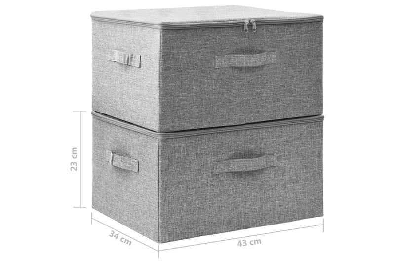 Säilytyslaatikot 2 kpl kangas 43x34x23 cm harmaa - Harmaa - Säilytys - Piensäilytys - Säilytyslaatikko