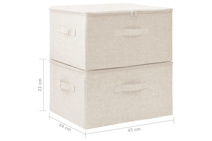 Säilytyslaatikot 2 kpl kangas 43x34x23 cm kerma - Kerma - Säilytyslaatikko - Laatikko