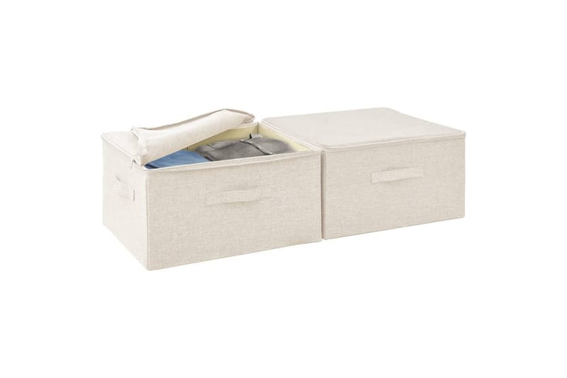 Säilytyslaatikot 2 kpl kangas 43x34x23 cm kerma - Kerma - Säilytys - Piensäilytys - Säilytyslaatikko