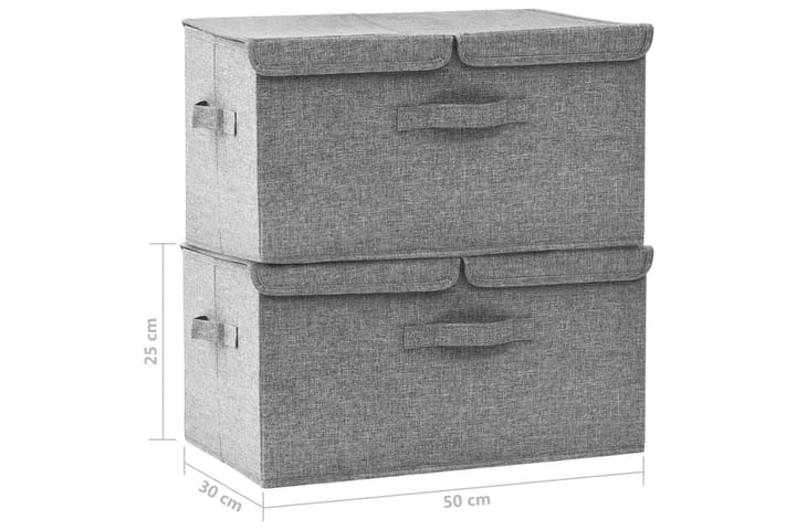 Säilytyslaatikot 2 kpl kangas 50x30x25 cm harmaa - Harmaa - Säilytyslaatikko - Laatikko
