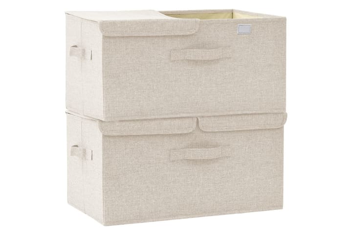 Säilytyslaatikot 2 kpl kangas 50x30x25 cm kerma - Kerma - Säilytyslaatikko - Laatikko