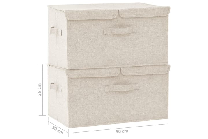 Säilytyslaatikot 2 kpl kangas 50x30x25 cm kerma - Kerma - Laatikko - Säilytyslaatikko