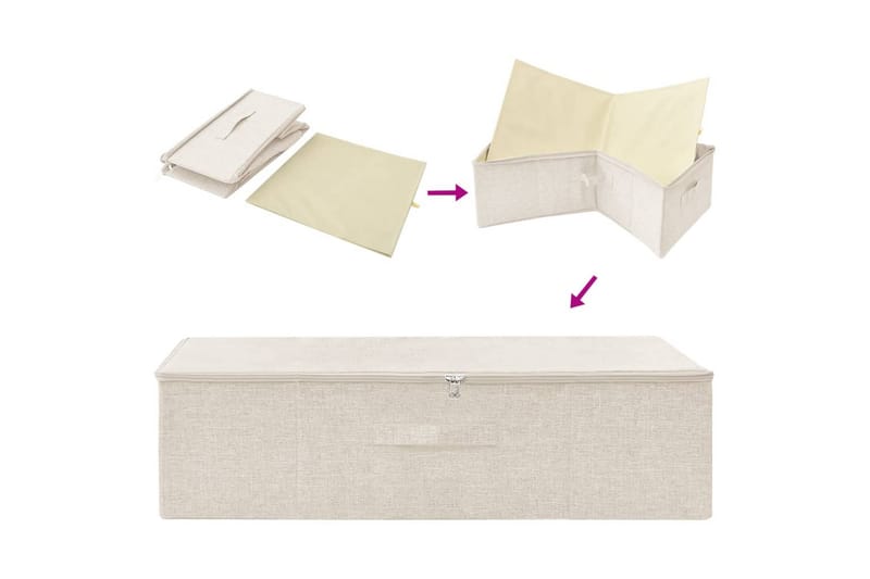 Säilytyslaatikot 2 kpl kangas 70x40x18 cm kerma - Kerma - Säilytys - Piensäilytys - Säilytyslaatikko