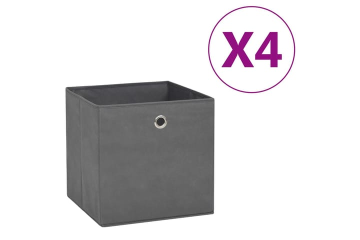 Säilytyslaatikot 4 kpl kuitukangas 28x28x28 cm harmaa - Harmaa - Säilytyslaatikko - Laatikko