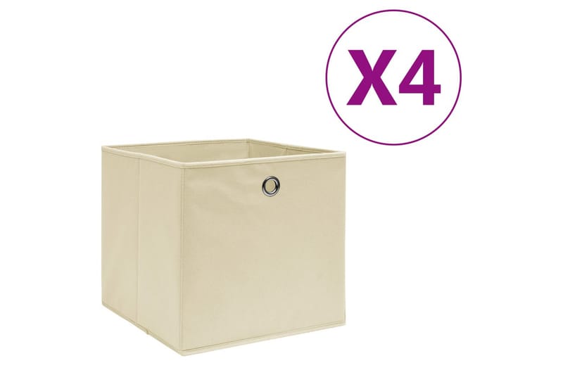 Säilytyslaatikot 4 kpl kuitukangas 28x28x28 cm kerma - Kerma - Säilytys - Piensäilytys - Säilytyslaatikko