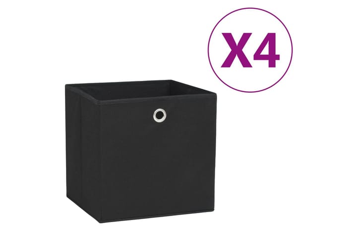 Säilytyslaatikot 4 kpl kuitukangas 28x28x28 cm musta - Musta - Säilytyslaatikko - Laatikko